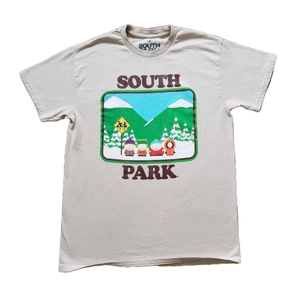 South Park Bus Stop Sz Medium Mens Brown Ripple Junction T-Shirt Cartman Stan